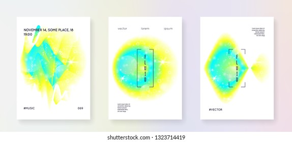 Liquid elements. Geometric layout. Geometric layered hologram. Soft invitation. Modern holographic gradient, blur, mesh, blend. Futuristic background. Liquid elements with shapes and fluid.