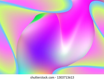 Liquid elements. Holographic 3d backdrop with modern trendy blend. Bright poster, cover composition. Vivid gradient mesh. Liquid elements background with dynamic shapes and fluid.