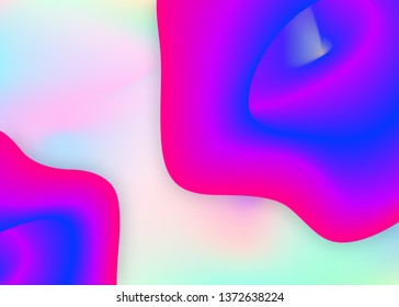 Liquid elements. Holographic 3d backdrop with modern trendy blend. Vivid gradient mesh. Cosmic flyer, poster design. Liquid elements background with dynamic shapes and fluid.