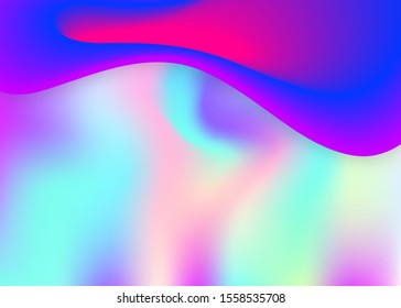 Liquid elements. Holographic 3d backdrop with modern trendy blend. Vivid gradient mesh. Cool flyer, card design. Liquid elements background with dynamic shapes and fluid.
