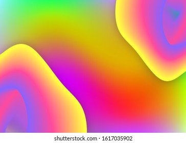 Liquid elements. Holographic 3d backdrop with modern trendy blend. Vivid gradient mesh. Round report, invitation composition. Liquid elements background with dynamic shapes and fluid.