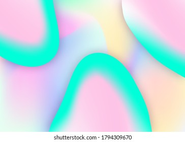 Liquid elements. Holographic 3d backdrop with modern trendy blend. Magic poster, report layout. Vivid gradient mesh. Liquid elements background with dynamic shapes and fluid.