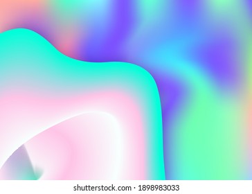 Liquid elements. Holographic 3d backdrop with modern trendy blend. Minimalist book, card template. Vivid gradient mesh. Liquid elements background with dynamic shapes and fluid.