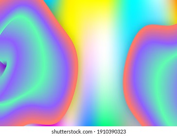 Liquid elements. Holographic 3d backdrop with modern trendy blend. Vivid gradient mesh. Futuristic report, invitation composition. Liquid elements background with dynamic shapes and fluid.