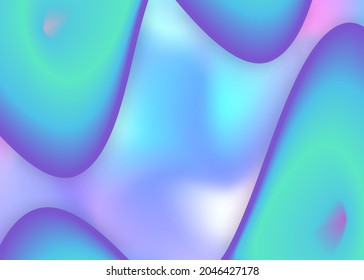 Liquid elements. Holographic 3d backdrop with modern trendy blend. Circle invitation, wallpaper frame. Vivid gradient mesh. Liquid elements background with dynamic shapes and fluid.