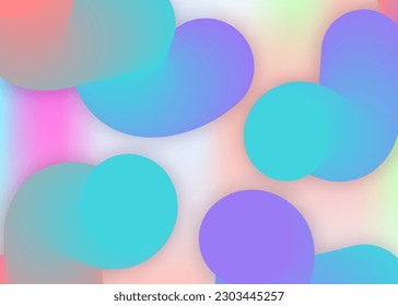 Liquid elements. Holographic 3d backdrop with modern trendy blend. Creative card, banner frame. Vivid gradient mesh. Liquid elements background with dynamic shapes and fluid.