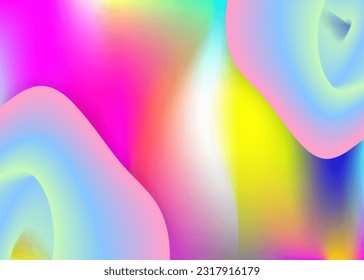 Liquid elements. Holographic 3d backdrop with modern trendy blend. Pop poster, card composition. Vivid gradient mesh. Liquid elements background with dynamic shapes and fluid.