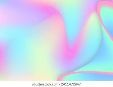 Liquid elements. Holographic 3d backdrop with modern trendy blend. Vivid gradient mesh. Minimal presentation, card template. Liquid elements background with dynamic shapes and fluid.