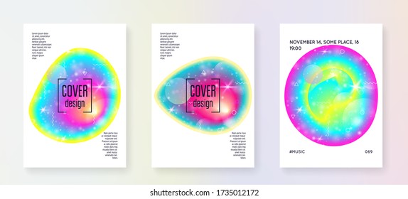 Liquid elements. Magic layered hologram. Soft invitation. Modern holographic gradient, blur, mesh, blend. Futuristic background. Cool design. Liquid elements with shapes and fluid.