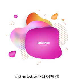 Liquid Elements, Mixed Color Plastic Shapes Or Various Organic Bubbles For Modern Design. Abstract 3d Vector Fluid Gradients, Splashes Or Blob Brush Doodles