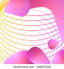 Liquid elements, mixed color plastic shapes or various organic bubbles on Thin Line Background. Abstract 3d vector fluid gradients, splashes or blob brushes