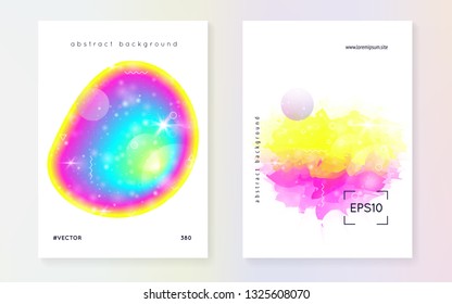Liquid elements. Modern holographic gradient, blur, mesh, blend. Vivid layered hologram. Soft card. Bright composition. Futuristic background. Liquid elements with shapes and fluid.