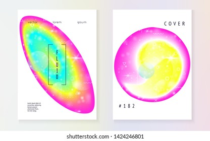 Liquid elements. Modern holographic gradient, blur, mesh, blend. Magic magazine. Futuristic background. Geometric layered hologram. Soft poster. Liquid elements with shapes and fluid.