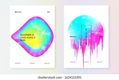Liquid elements. Modern holographic gradient, blur, mesh, blend. Creative magazine. Futuristic background. Magic layered hologram. Soft card. Liquid elements with shapes and fluid.