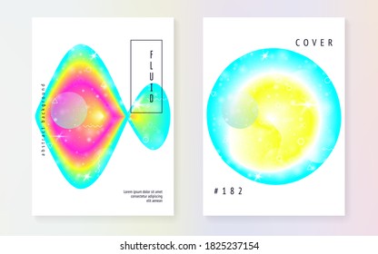 Elementos líquidos. Gradiente holográfico moderno, desenfoque, malla, mezcla. Concepto colorido. Fondo futurista. Holograma en capas perlascivas. Tarjeta suave. Elementos líquidos con formas y fluidos.