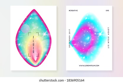 Liquid elements. Modern holographic gradient, blur, mesh, blend. Chemical layered hologram. Soft presentation. Transparent magazine. Futuristic background. Liquid elements with shapes and fluid.