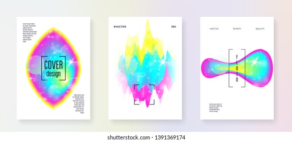 Liquid elements. Molecular template. Futuristic background. Rainbow layered hologram. Soft book. Modern holographic gradient, blur, mesh, blend. Liquid elements with shapes and fluid.