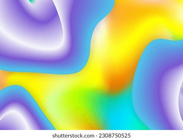Liquid elements. Neon banner, cover design. Holographic 3d backdrop with modern trendy blend. Vivid gradient mesh. Liquid elements background with dynamic shapes and fluid.
