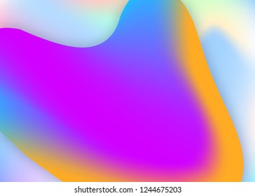 Liquid elements. Neon card, certificate layout. Holographic 3d backdrop with modern trendy blend. Vivid gradient mesh. Liquid elements background with dynamic shapes and fluid.