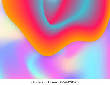Liquid elements. Pop flyer, certificate template. Vivid gradient mesh. Holographic 3d backdrop with modern trendy blend. Liquid elements background with dynamic shapes and fluid.