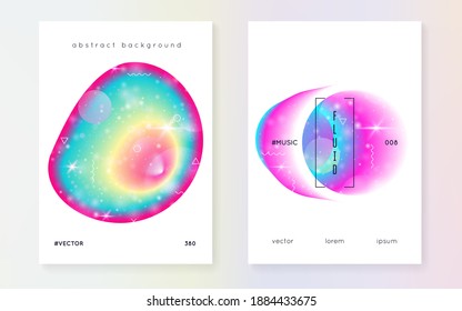 Liquid elements. Psychedelic magazine. Futuristic background. Modern holographic gradient, blur, mesh, blend. Transparent layered hologram. Soft presentation. Liquid elements with shapes and fluid.