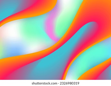Flüssige Elemente. Rundbuch, Deckkomposition. Holografische 3D-Umgebung mit moderner Trendmischung. Lebhaftes Farbverlauf-Netz. Flüssige Elemente Hintergrund mit dynamischen Formen und Flüssigkeit.
