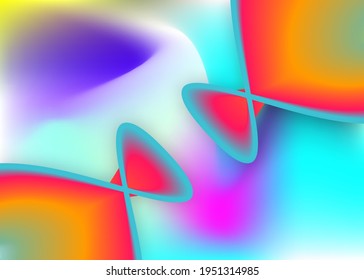 Liquid elements. Round flyer, wallpaper template. Vivid gradient mesh. Holographic 3d backdrop with modern trendy blend. Liquid elements background with dynamic shapes and fluid.