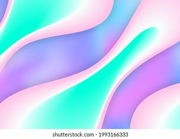 Elementos líquidos. Libro suave, distribución de tarjetas. Fondo holográfico en 3d con moderna combinación de moda. Malla gradiente vívida. Fondo de elementos líquidos con formas dinámicas y fluido.