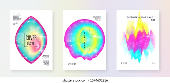 Liquid elements. Trendy magazine. Futuristic background. Bright layered hologram. Soft poster. Modern holographic gradient, blur, mesh, blend. Liquid elements with shapes and fluid.