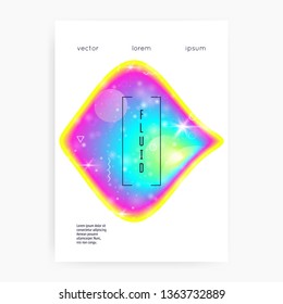 Liquid elements. Vivid design. Pearlescent layered hologram. Soft flyer. Modern holographic gradient, blur, mesh, blend. Futuristic background. Liquid elements with shapes and fluid.