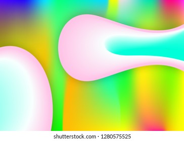 Liquid elements. Vivid gradient mesh. Circle invitation, flyer frame. Holographic 3d backdrop with modern trendy blend. Liquid elements background with dynamic shapes and fluid.