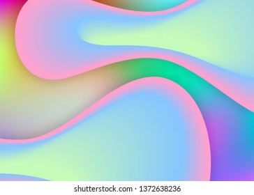 Liquid elements. Vivid gradient mesh. Molecular cover, card template. Holographic 3d backdrop with modern trendy blend. Liquid elements background with dynamic shapes and fluid.