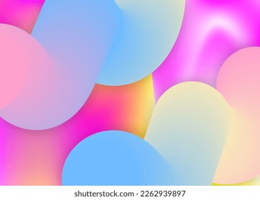 Liquid elements. Vivid gradient mesh. Minimal magazine, book layout. Holographic 3d backdrop with modern trendy blend. Liquid elements background with dynamic shapes and fluid.