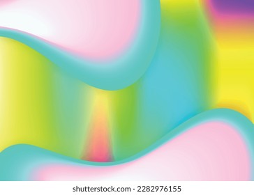 Liquid elements. Vivid gradient mesh. Holographic 3d backdrop with modern trendy blend. Round invitation, report template. Liquid elements background with dynamic shapes and fluid.