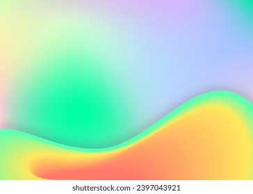 Liquid elements. Vivid gradient mesh. Holographic 3d backdrop with modern trendy blend. Neon report, poster design. Liquid elements background with dynamic shapes and fluid.