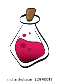 Liquid elixir in a bottle in cartoon style on a white background