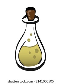 Liquid elixir in a bottle in cartoon style on a white background