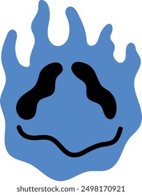 Liquid emoji. Blue crazy smile face melting