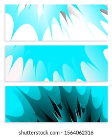 liquid explosion abstract banners set in sky blue shades
