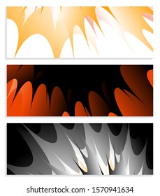 liquid explosion abstract banners set in orange black shades