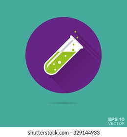 liquid filled test tube flat design vector icon