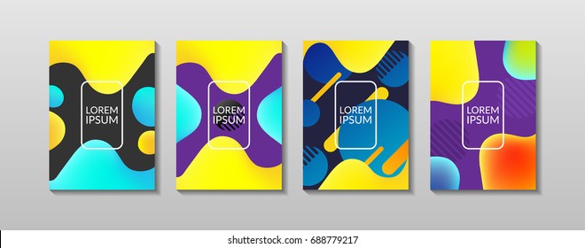 Liquid, flow, fluid background set. Fluid colors shapes . Applicable for gift card,cover,poster.  Poster design. Poster on wall poster template