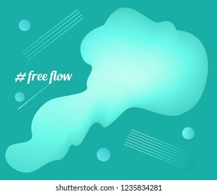 Liquid, flow, fluid vector background. Fluid colors shapes. Design for gift card,cover,poster. Wall poster design. Fluid colorful shapes composition. Eps10. Dynamic futuristic shape in mint green
