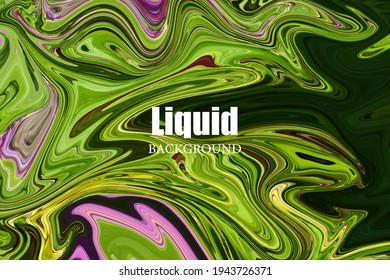 Liquid flow green bright background, color poster design, brochure template