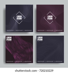 Liquid, flow, lines, wave background set. Colorful geometric shapes in motion. Applicable for covers, placards, posters, flyers and banner designs