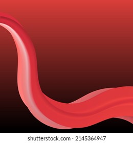 Liquid flow of melted strawberry milk or sorbet ice cream on dark red background with free copy space as vector illustration.