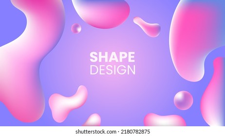 Liquid flow purple, pink 3D neon lava lamp vector geometric background for banner, card, UI design or wallpaper. Gradient mesh bubble in the shape of a wave drop. Fluid colorful abstract shapes.