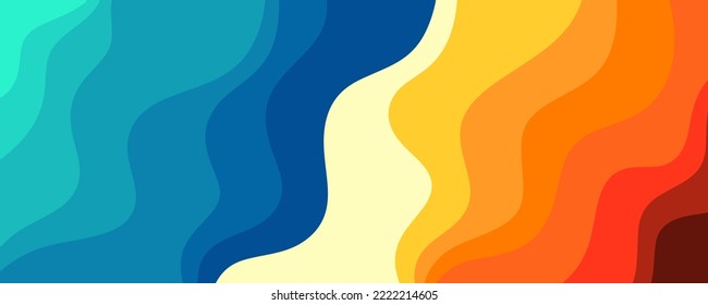 Liquid flow retro 80s flat landscape banner background vector. 