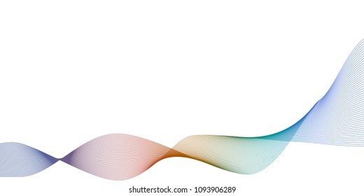 Liquid flow wave abstract design element in rainbow colors, illustration isolated on white background with copy space