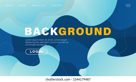 Liquid flow website landing page background with white dots elements, winter theme. Blue and yellow colors. used for wallpaper, presentation, and banner. Eps10 design illustration